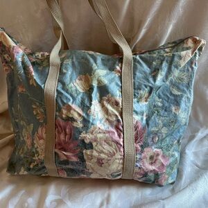 Floral Tote Bag in Blue and Pink